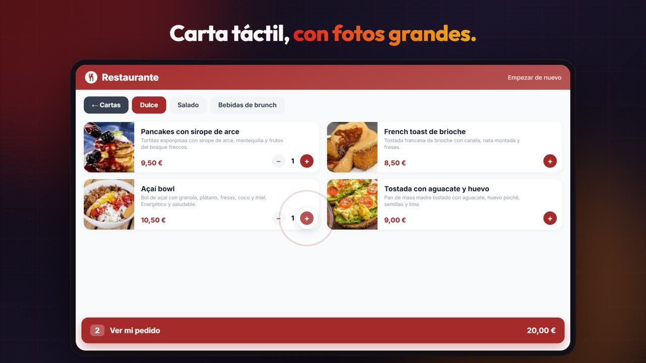 Pantalla de Restro