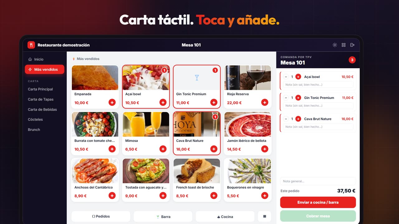 Pantalla de Restro